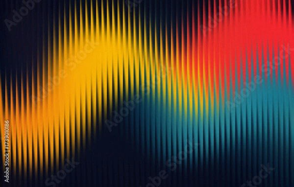 Obraz Abstract digital art vibrant yellow red blue green wave pattern texture background