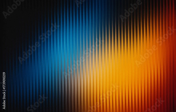 Obraz Abstract digital art featuring vibrant blue and orange vertical stripes and gradients