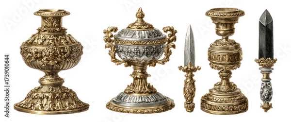 Obraz Elegant Vintage Decorative Objects Isolated on Transparent Background