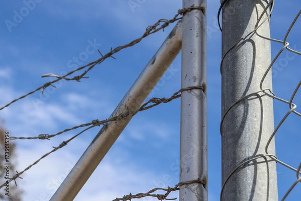 Obraz barbed wire fence and gate
