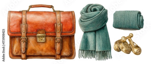 Obraz Stylish Accessories Including Bag, Scarf, and Textile Roll