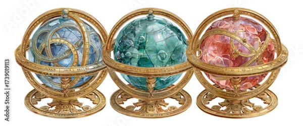 Obraz Detailed Artistic Representation of Three Colorful Globes
