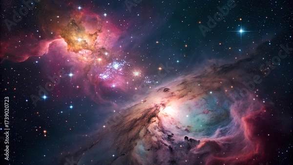 Fototapeta Colorful nebula and star cluster in deep space
