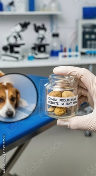 Fototapeta Veterinary Pathology: Analysis of Canine Urolithiasis Specimen in Laboratory