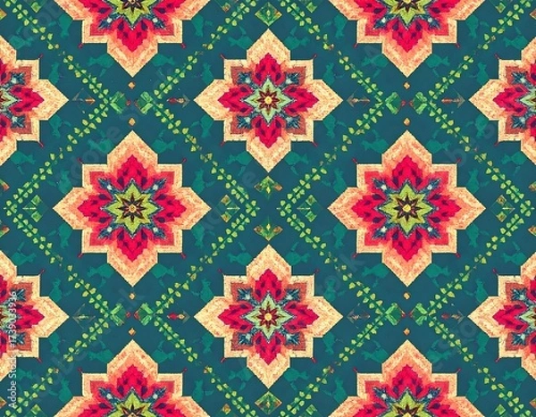 Fototapeta Floral textile repeat