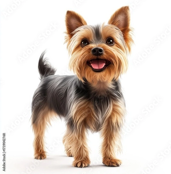 Obraz Yorkie Terrier Happy Expression Isolated White