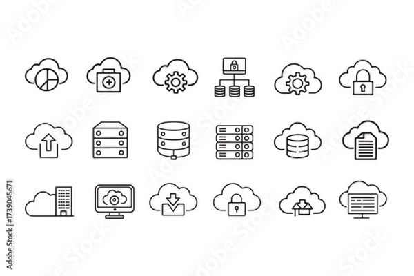 Fototapeta cloud computing icon set
