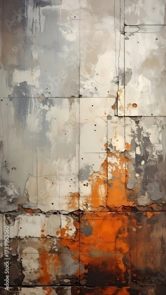 Fototapeta Grungy, abstract panel with orange stain