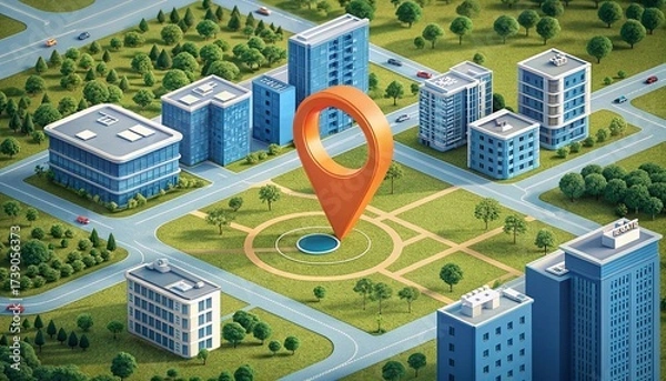 Fototapeta city map with pointer