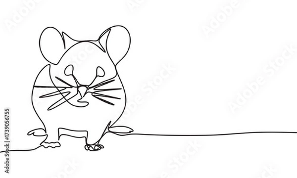 Fototapeta Chinchilla Line Art Minimalist Continuous Line Drawing