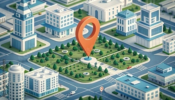 Fototapeta city map with pointer