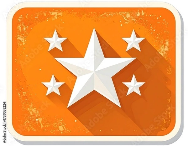 Fototapeta Illustration of a Retro Star Badge with Shaded Effect on an Orange Background