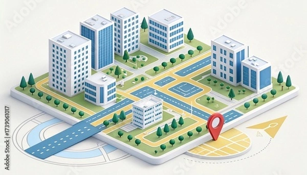 Fototapeta city map with pointer