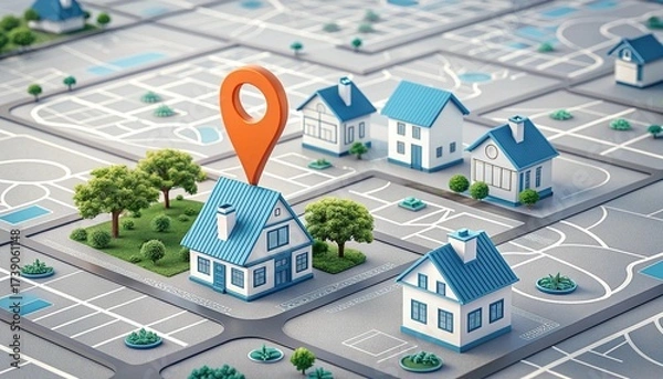 Fototapeta city map with pointer