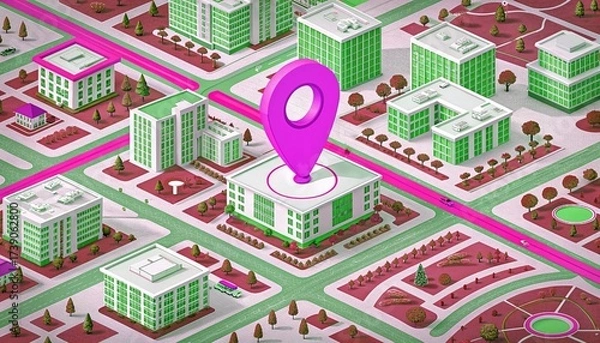 Fototapeta city map with pointer