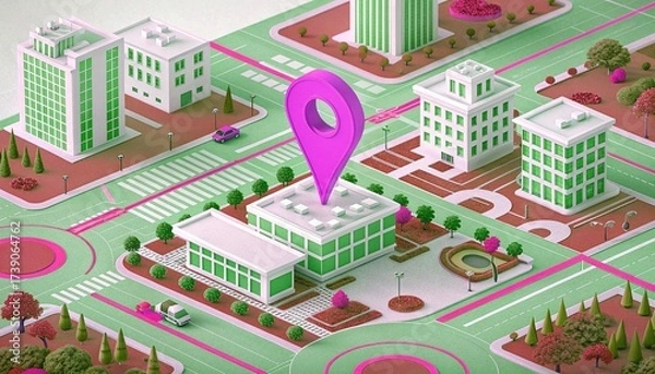 Fototapeta city map with pointer