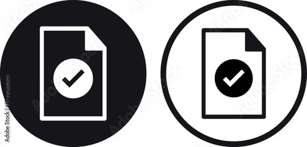 Fototapeta Approved document icon set in two styles . Approved file symbol . Confirmed document icon . Vector illustration