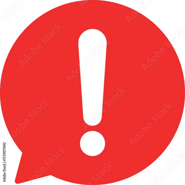 Fototapeta Red exclamation speech bubble icon . Hazard warning icon . Attention icon . Vector illustration