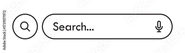 Fototapeta Linear Search Bar With Microphone On White Background, Isolated Vector Illustration
