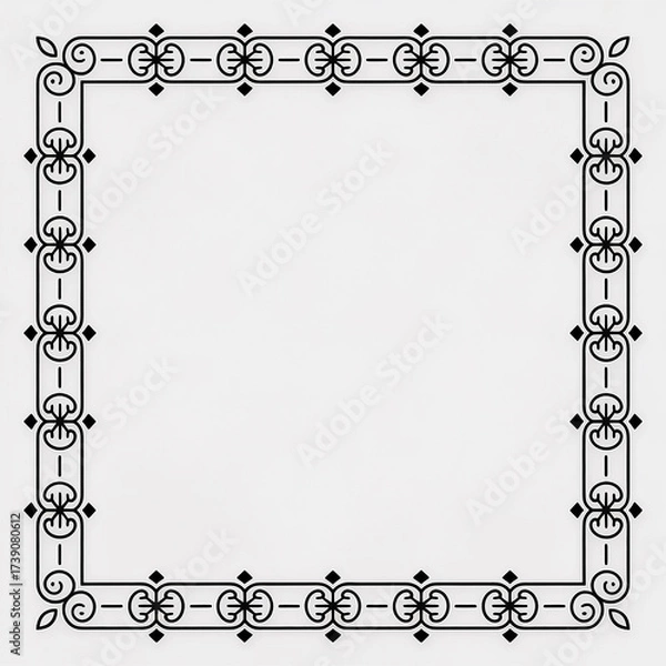 Fototapeta Elegant Square Frame – White Ornamental Border Design