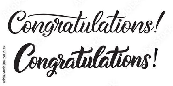 Obraz Elegant Congratulations Calligraphy Text in Black Script Font Isolated on White