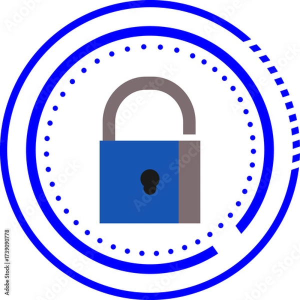 Obraz Padlock Security Icon with Circle Vector Design