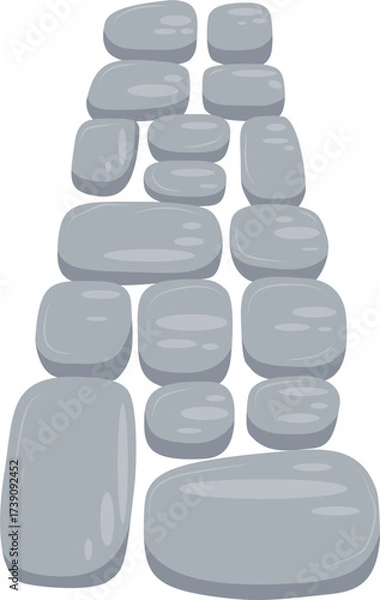 Obraz Cartoon Grey Stepping Stone Path Isolated Vector Illustration