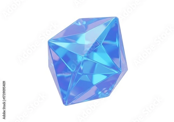 Fototapeta Blue diamond isolated on white background is a precious and shiny gemstone