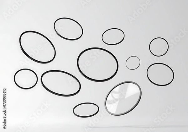 Fototapeta Abstract composition of transparent circles isolated on white background
