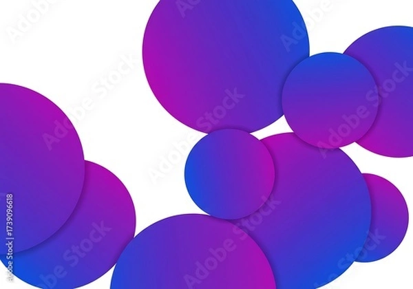 Fototapeta Purple and blue gradient circles isolated on white background create a pattern