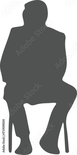Fototapeta Contemplative Figure Seated Silhouette on Chair Silhouette Design Minimalist Art Person Sitting with a Pensive Mood Simple Graphic Representation
