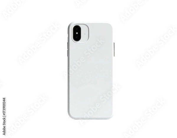 Obraz A white modern smartphone, its back facing us, against a pure black background