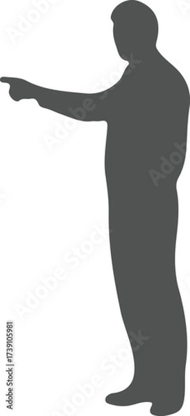 Fototapeta Silhouette of a Man Pointing with a Serious Demeanor, Dressed in Professional Attire Stands Tall, Assertive with His Direction