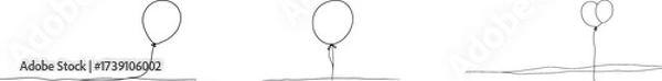 Obraz A simple holiday object element is depicted through the use of a continuous one-line balloon drawing