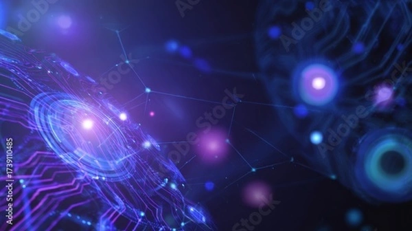 Obraz Futuristic ai technology illustration featuring glowing neural networks and holographic interfaces