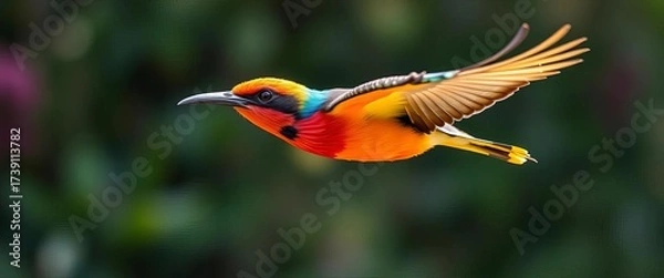 Obraz Close-up of a vibrant Baza bird in flight, sharp details,   flying bird vector,  clipart