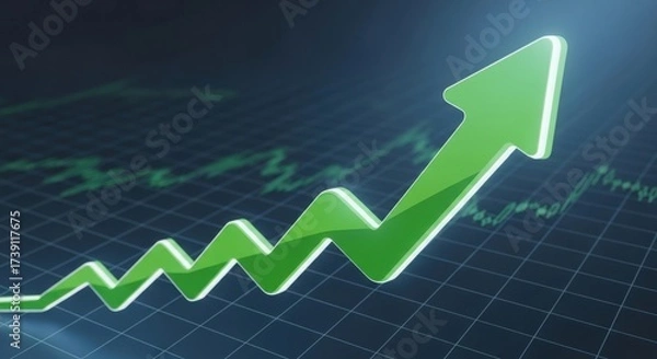 Obraz Elevating financial trajectory visualized on a digital grid pattern