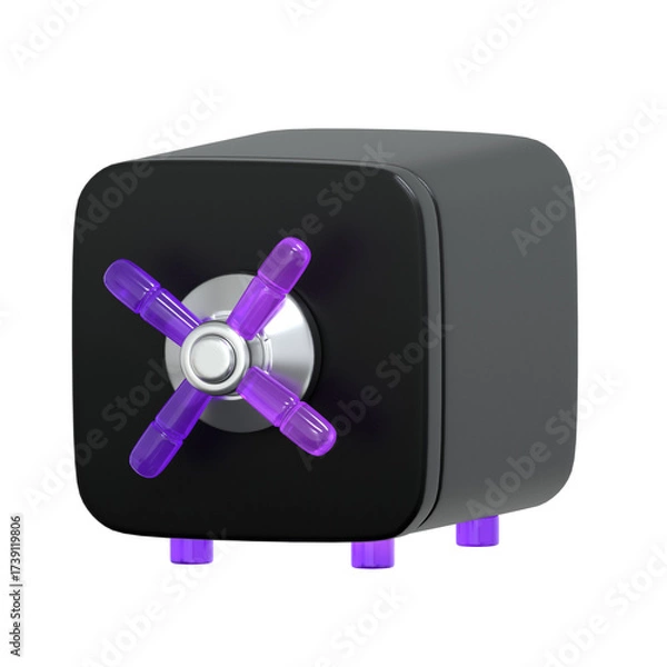 Fototapeta 3D Rendered Modern Safe Box with Purple Handle and Legs Object
