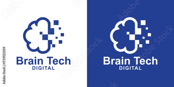 Fototapeta Brain Tech Digital Logo – AI Innovation and Neural Technology Symbol