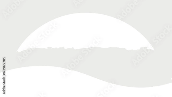 Fototapeta Abstract Black Silhouette of a Sun and Rolling Hills on a Light Gray Background sunrise