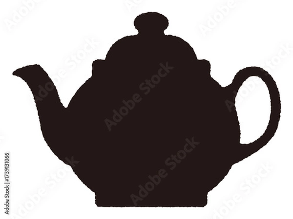Fototapeta 黒いティーポットのシルエット。シンプルなベクターのイラスト素材。
カフェやティータイム、飲み物のアイコンやデザインパーツに最適なティーポットのイラスト