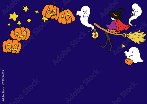Fototapeta ハロウィンのペン画フレーム