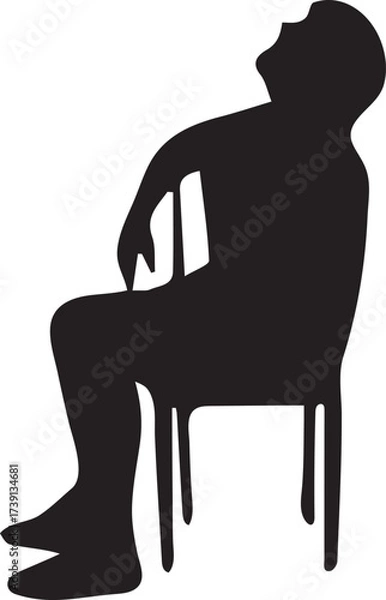 Fototapeta Silhouette of a Relaxed Person Sitting in a Chair With Feet Extended, Perhaps Resting or Meditating in a Monochromatic Setting