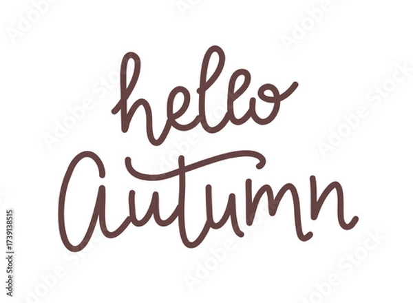 Fototapeta Hello autumn calligraphy, cute hand written letters. Vector illustration