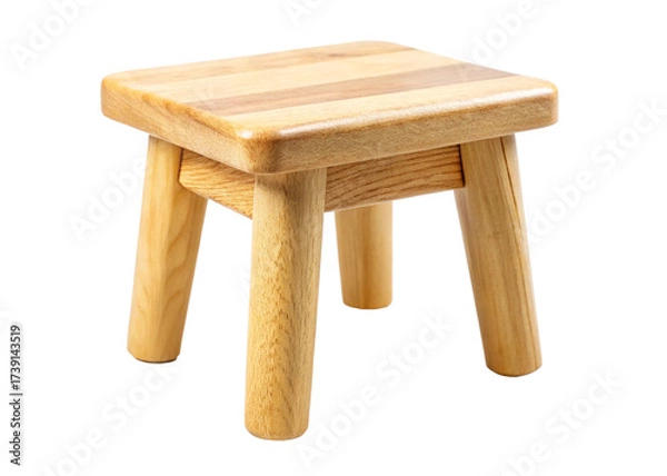 Fototapeta Small stool made by wood isolated on white background