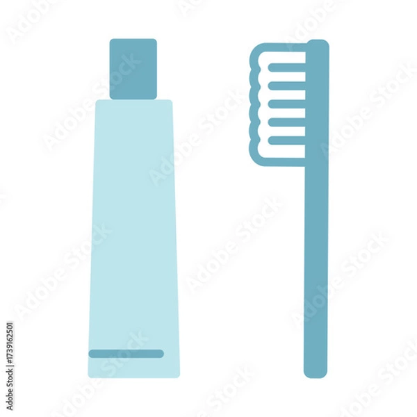 Obraz 歯ブラシと歯磨き粉　シンプルなイラスト素材