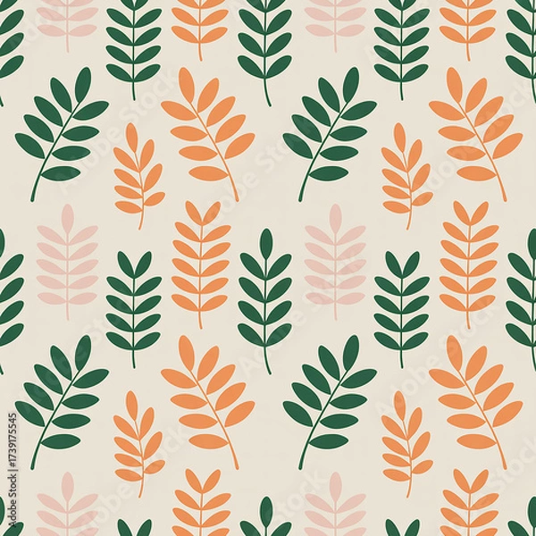 Fototapeta Nordic Plants Seamless Pattern