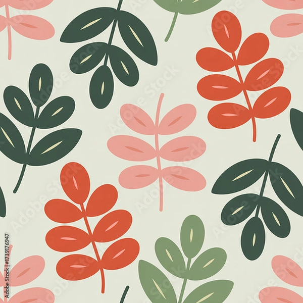 Fototapeta Minimal Floral Botanical Seamless Pattern