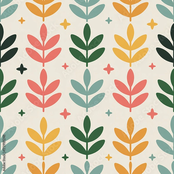 Fototapeta Scandinavian Garden Seamless Pattern Design