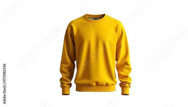 Obraz Vibrant yellow sweatshirt, showcased against a stark black backdrop, highlighting the item's form and texture, emphasizing its casual design and warm color palette, offering a minimalist and visually.